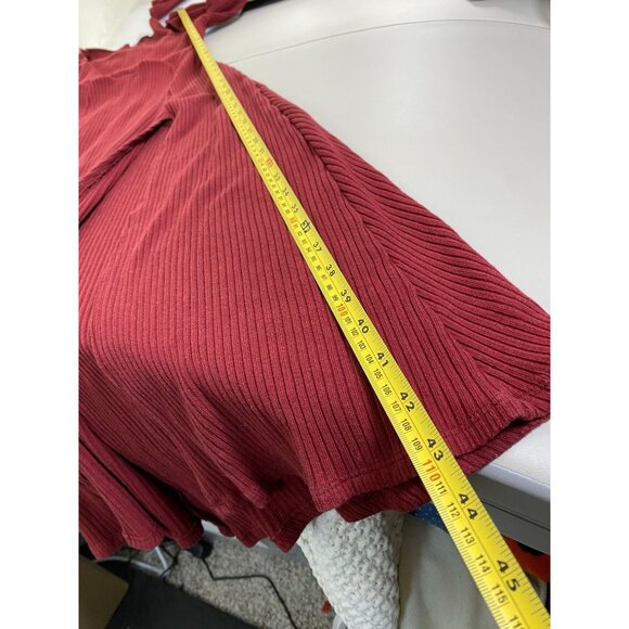 Reformation Banks Midi Dress size Small Red Long sleeve Red Ribbed Front Slit - Picture 8 of 16